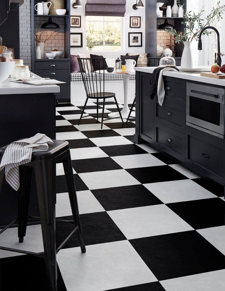 luxury vinyl tile flooring in a modern kitchen